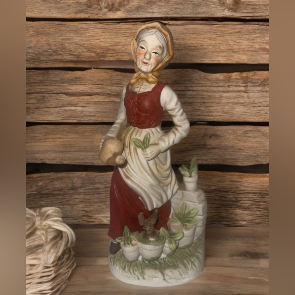 Vintage Lady Figurine with Watering Can